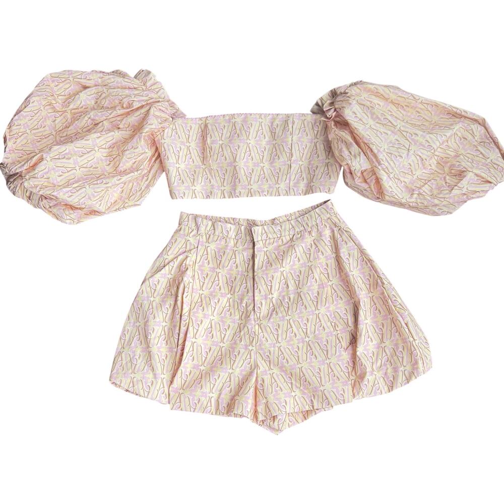 New AGUA by Agua Bendita Bermejo Cropped Top and Cudi 2 piece set Pink Sz S - Picture 5 of 16